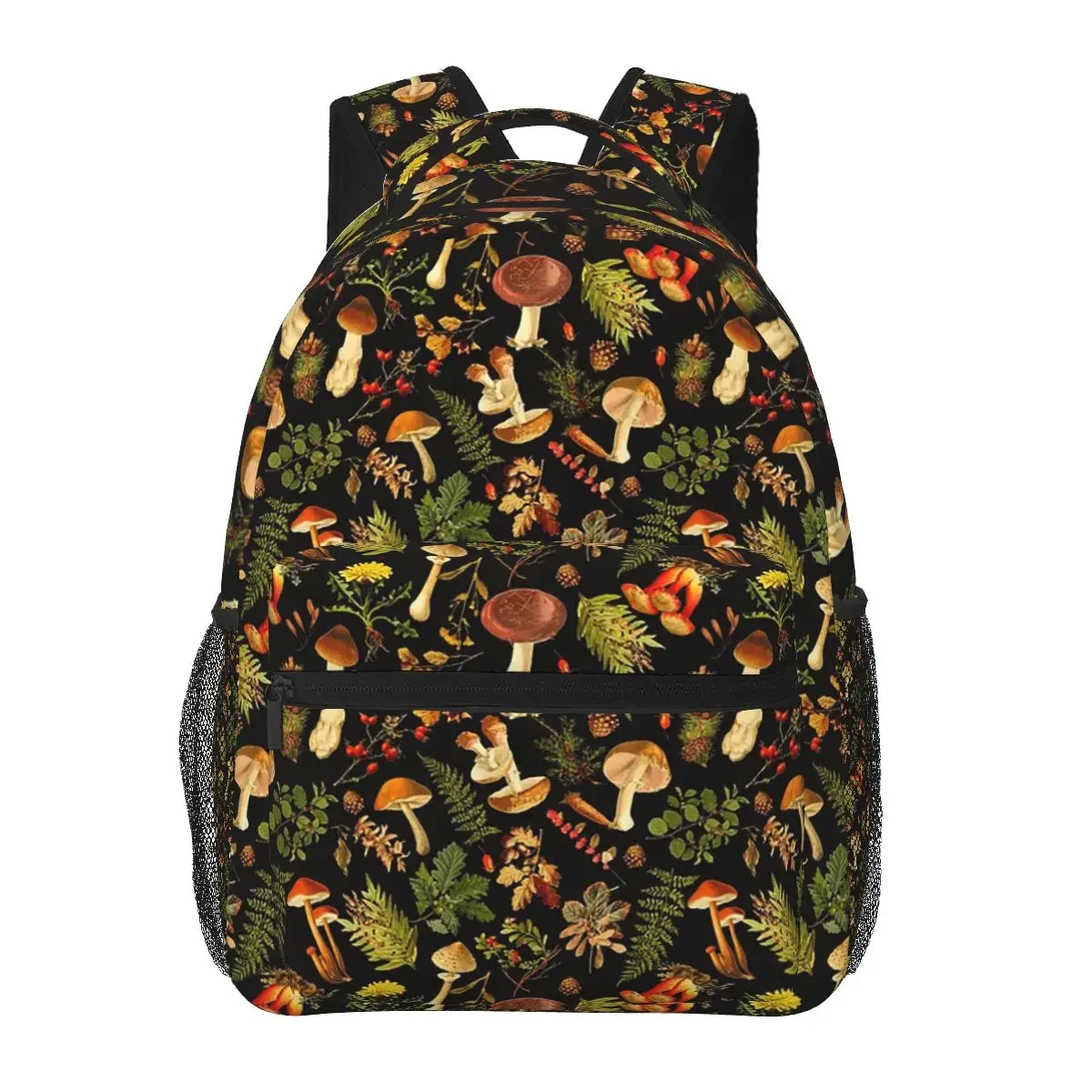 Thanksgiving Mushrooms Harvest Botanical Night Garden Backpacks Boys Girls Bookbag Students School Bags Rucksack Shoulder Bag