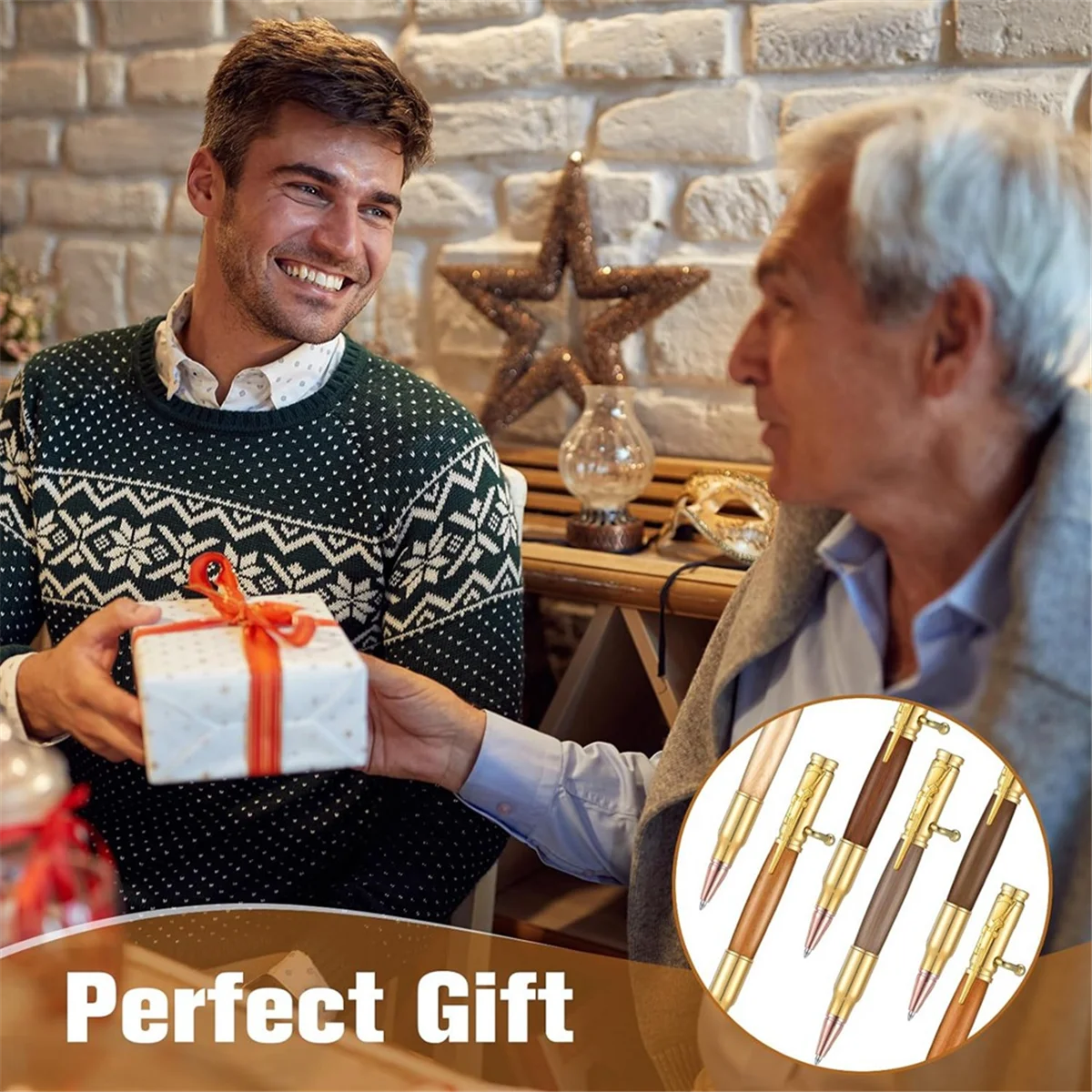 A42F  Set of 6 Slim Pens, Multi-Color Wooden Swivel Pen Set with Refill Shaft Bolt-On Ballpoint Pen for DIY Wooden Swivel