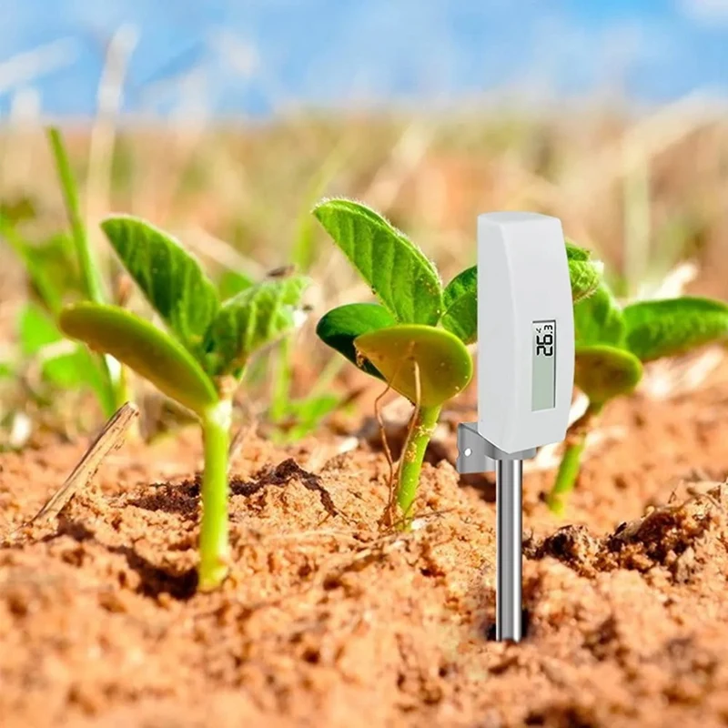 مستشعر درجة حرارة التربة WN34S، جهاز اختبار التربة المقاوم للماء الرقمي مع شاشة LCD، مستشعر مسبار درجة الحرارة 11.8 بوصة (أ) متين