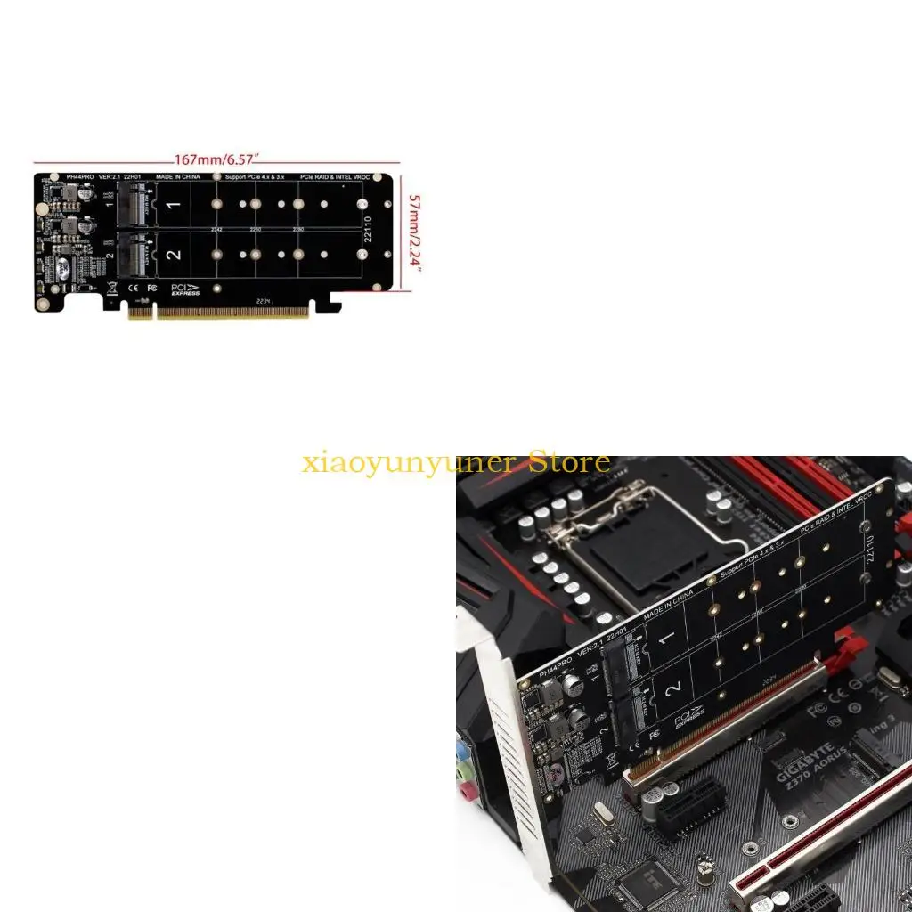 P9JB Mini PCIE X16 To for M.2 NVME Disks Double-sided SSD for RAID Expansion Adapt