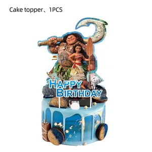 Küçük bir kız için moana temalı bir pastanın dekorasyonu parti malzemeleri-doğum günü, gelin duşu, çöreği alır, 1 adet / grup En çok satılan 12 pasta-moana-no. 12