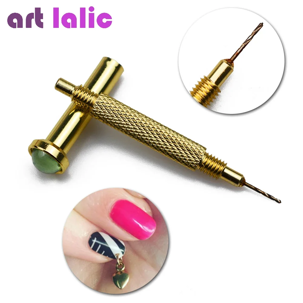 Nail Art Hand Dangle Drill Hole Maker Dotting Pen Piercing Professional Manicure Nail Art Tool Random Color