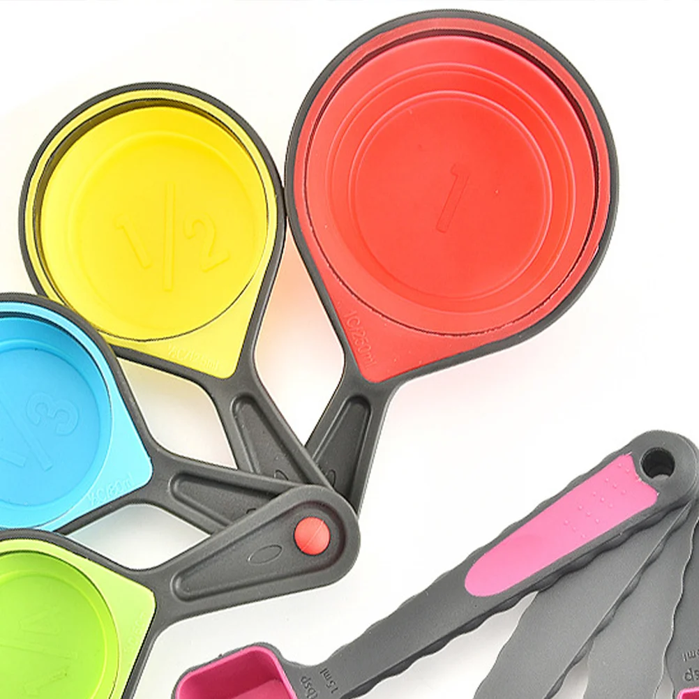 

4 in 1 Silicone Telescopic Measuring Cups 4 in 1 Measuring Spoon Set Colorful Kitchen Tool Liquid Dry Ingredients Baking