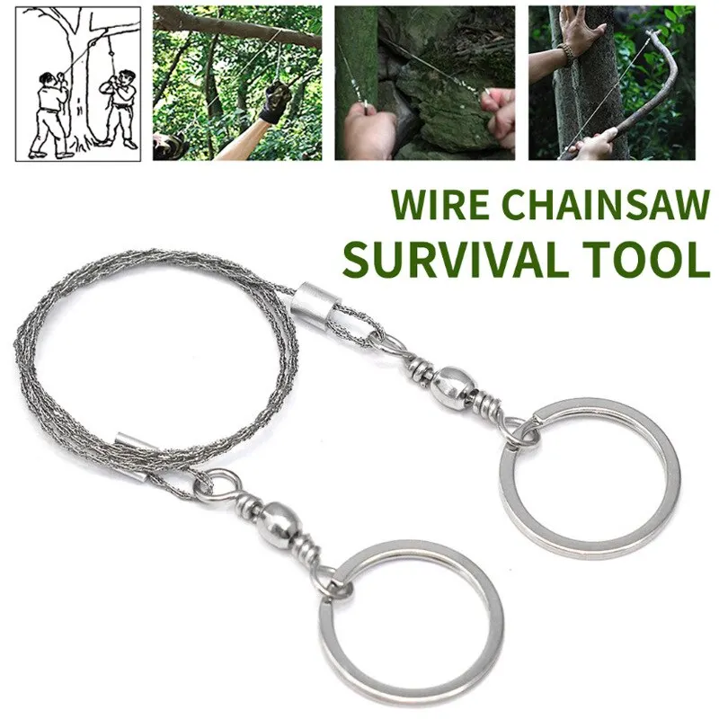 1pcs Stainless Steel Rope Chain Saws Security Escape Emergency Survival Gear Portable Outdoor String Wire Saw Carbon Ring Scroll