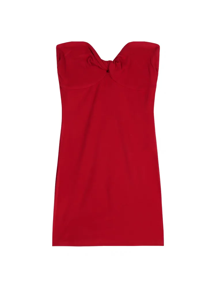 

2024 Women Christmas Red Dress Robe Warm Material Wrapped Buttocks Strapless Dresses for Women