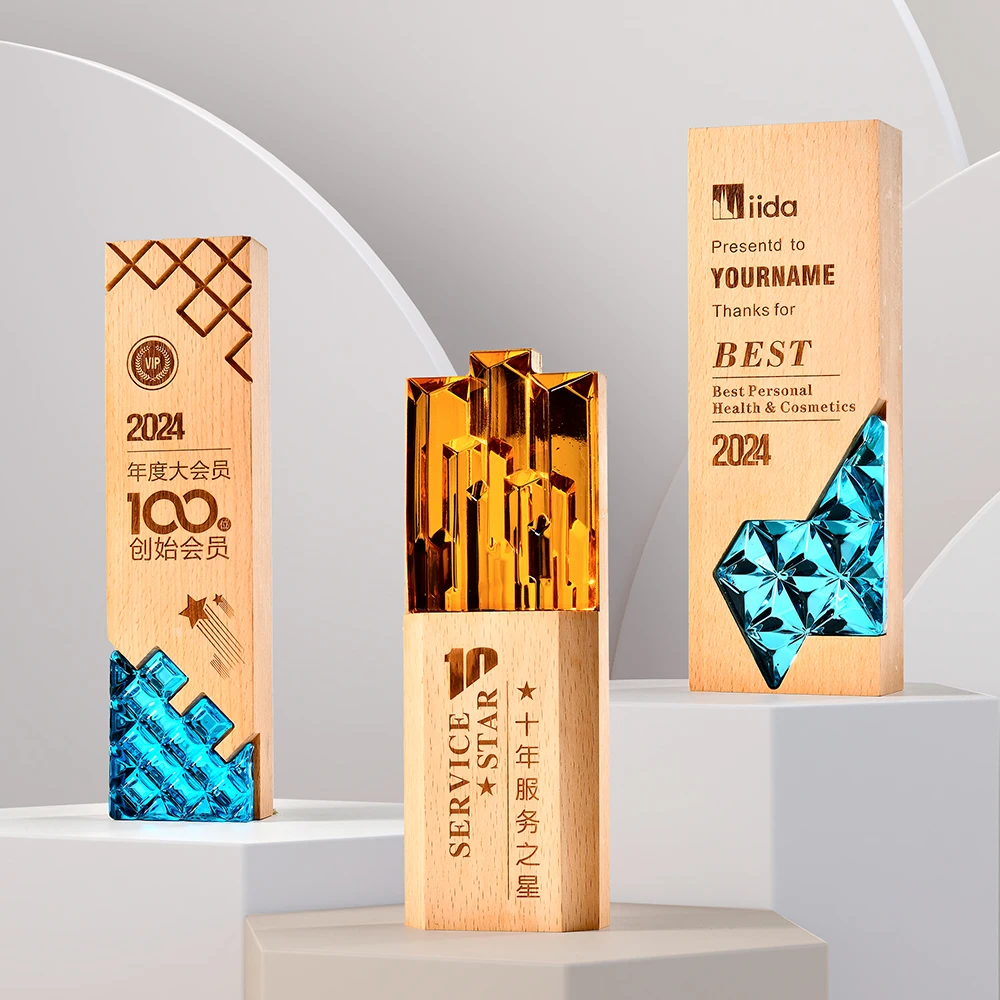 

Lvshen Настраиваемый стеклянный и стеклянный трофей Лучший дизайнерский продукт Инновационная награда Бесплатная гравировка