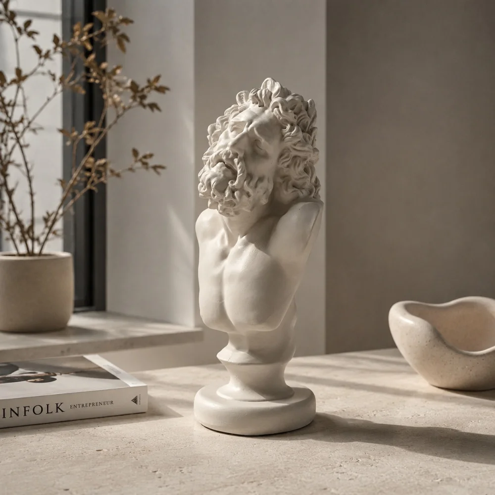 Image of Weiße Gips-Laocoön-Büste Skulptur Klassische Griechische Kunst Statue Skizzen-Zeichnungsrequisite DIY Bemalbare Desktop-Dekoration Geschenk