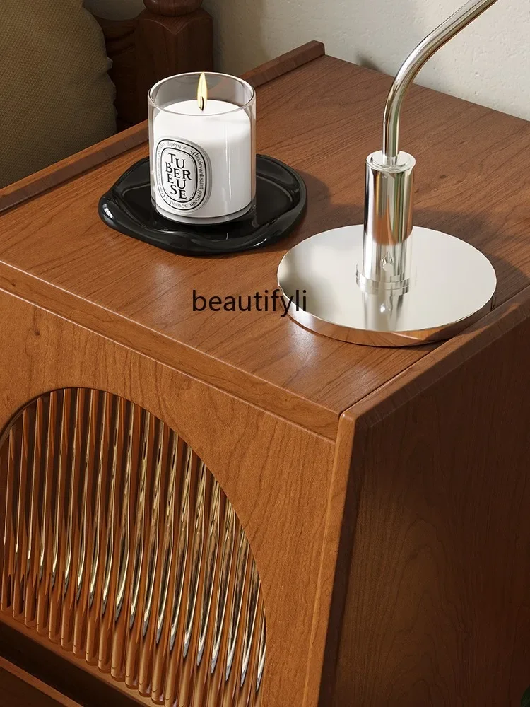 طاولة سرير خشبية ss7486، تخزين بسيط في غرفة النوم، خزانة تخزين صغيرة فائقة الضيق للاستخدام المنزلي، خزانة بجانب السرير لتورا #4