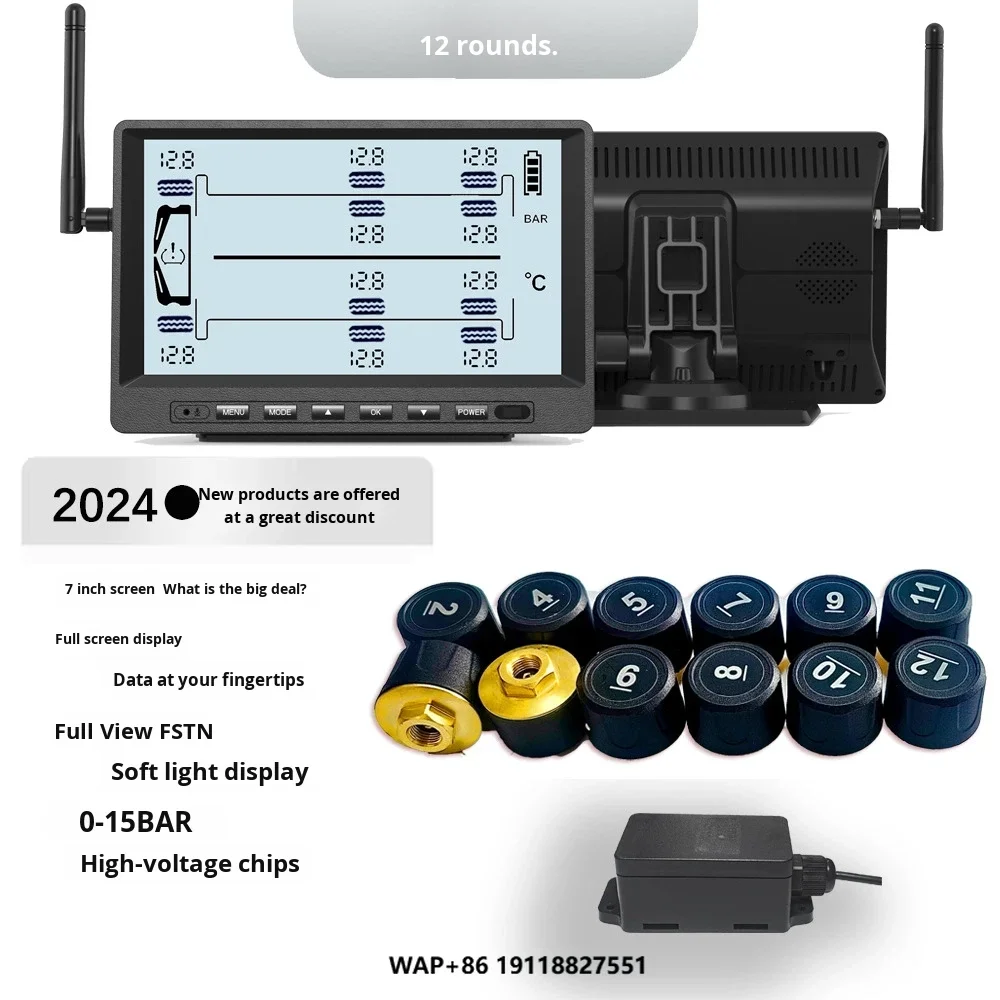 

12-Wheel TPMSUniversal Tire Pressure for Vehicles with Solar Charging Wireless External Tire Pressure
