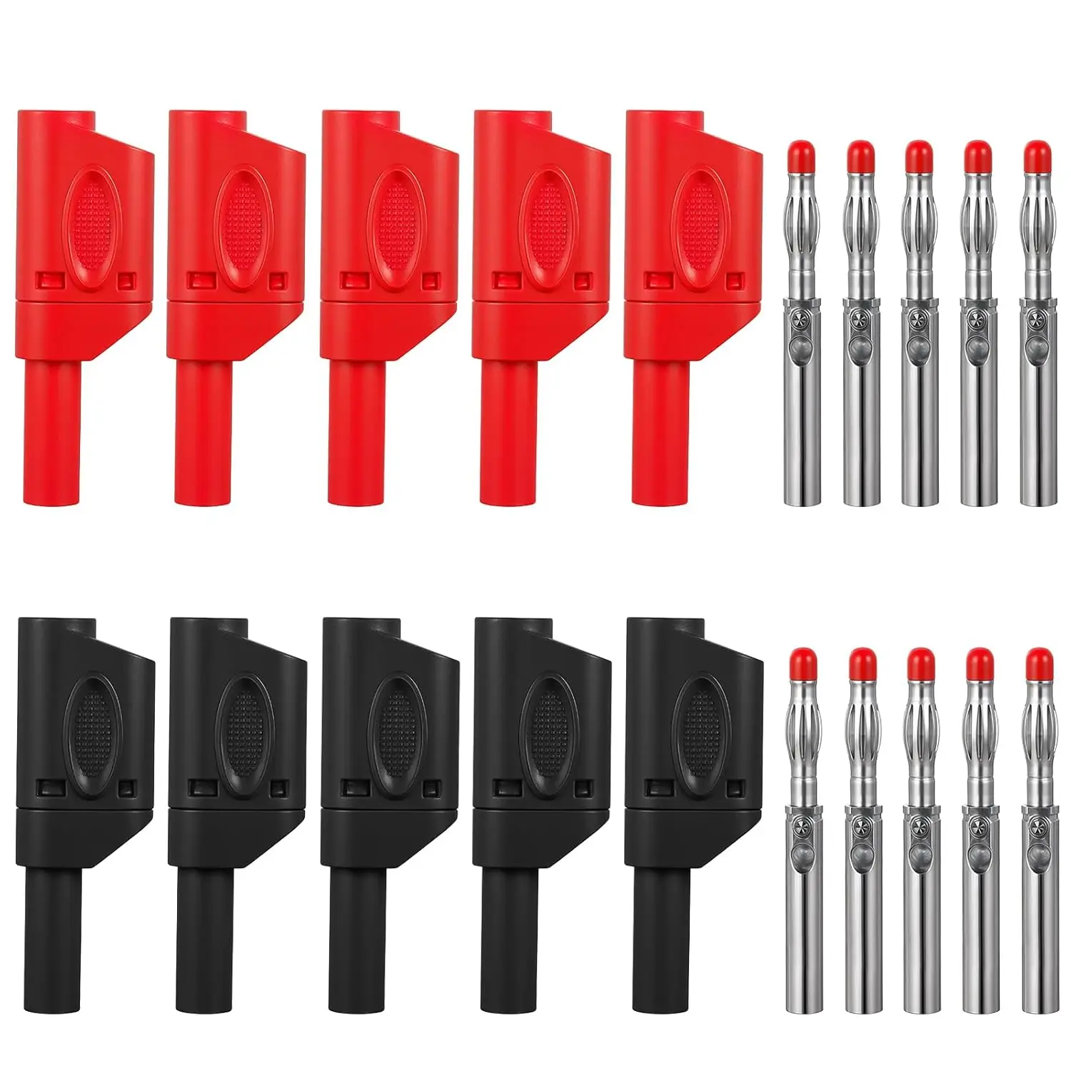 

10Sets 4mm Banana Plug Connectors Stackable Banana Plugs Insulated Safety Fully Insulated Multimeter Test Leads Bananas Plugs