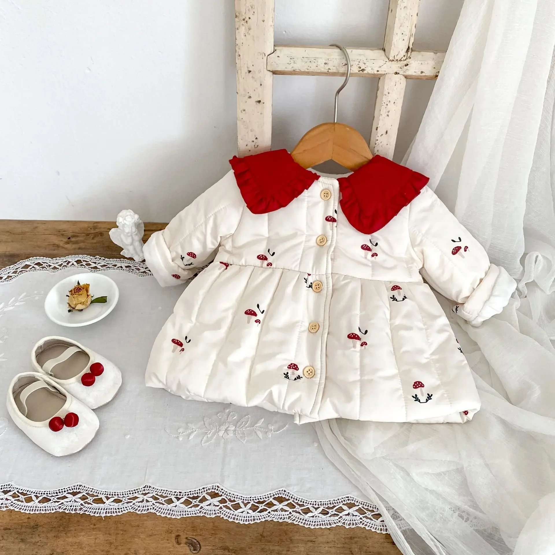 0-3T Newborn Kid Baby Girl Winter Clothes Long Sleeve Thick Warm Baby Coat Elegant Cute Sweet Jacket New Bron Outfit