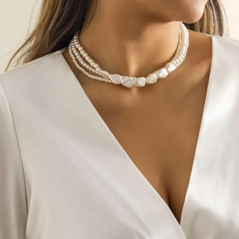 Jewelry Accessories All-match Gift Baroque Pearl Necklace Korean Style Choker Women Necklace Multi-layer Pearl Necklace