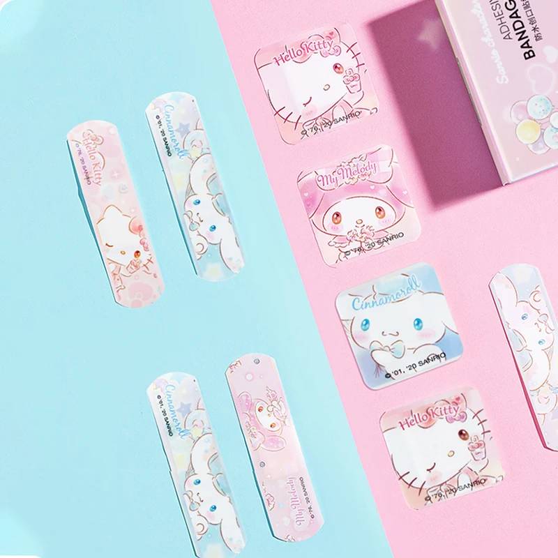 แถบเฮลโลชุดลูกแมวซานริโอน่ารัก40ชิ้น/เซ็ตเมโลดี้ของฉันปอมเปอรินน่ารักน่ารักผ้ากาวห้ามเลือดกันน้ำ kotak p3k ผ้าพันแผล