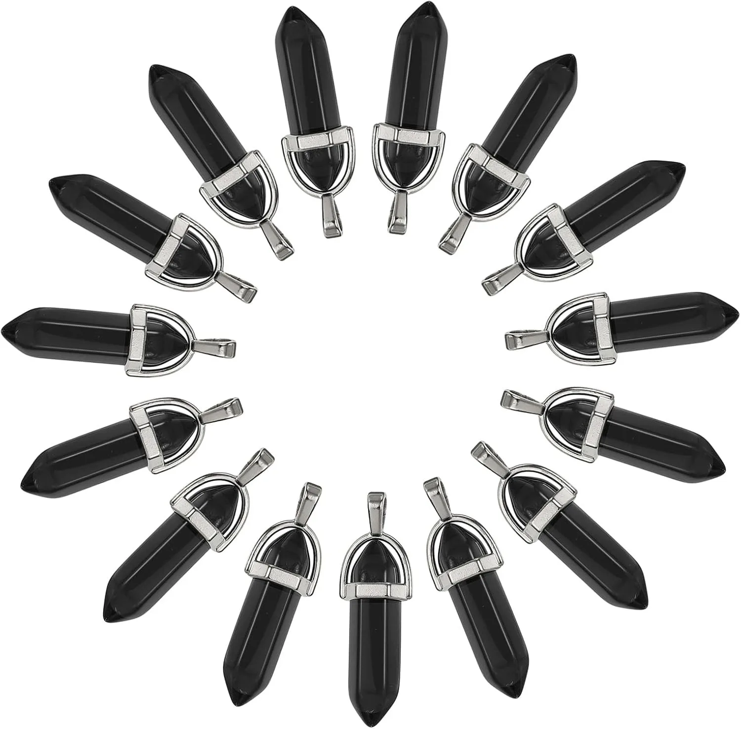 10 Pcs Hexagonal Crystal Pendant, Quartz Point Natural Stone Pendant Gemstone Necklace Beads Jewelry Quartz for Women Necklace J