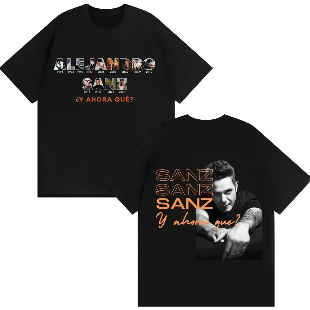 Camiseta de Moda Casual de Manga Corta con Diseño de Cantante Alejandro Sanz 2026, Camiseta Pop Musical, Superventas, Unisex, Ropa Urbana para Adolescentes