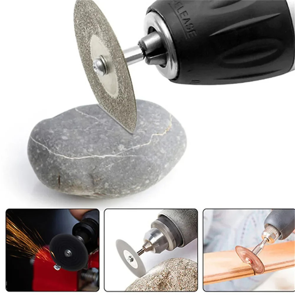 2 Sets 40/50/60mm Diamond Mini Cutting Disc Grinding Slices Circular Saw Blade Abrasive Wheel with 3mm Shank Rod for Rotory Tool