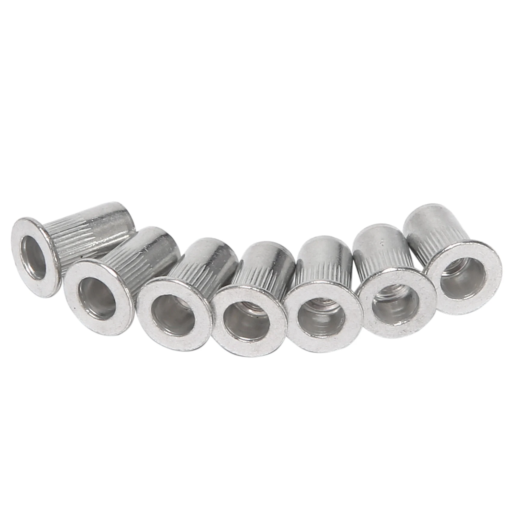 M5 الألومنيوم شقة رئيس برشام الجوز إدراج المكسرات لهجة فضية 20 قطعة