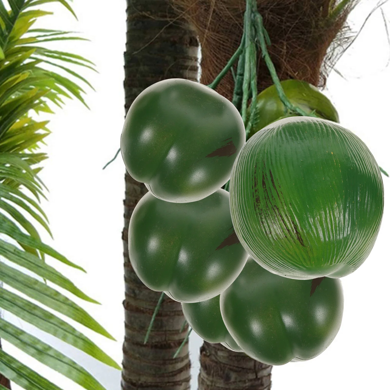 

5pcs Artificial Coconuts Simulation Fruit Decor For Hawaiian Tropical Party Hanging Pendant Fake Coconuts Outdoor Garden