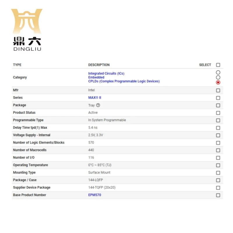 EPM570T144C5N 	 IC CPLD 440MC 5.4NS 144TQFP Complex Programmable Logic Devices  EPM570T144C5N BOM service