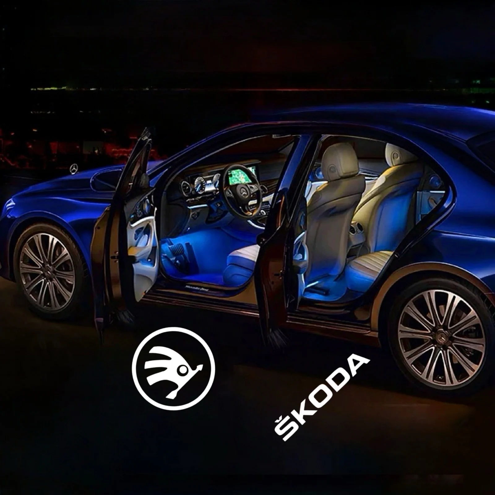 

2Pcs For Skoda VRS Kodiaq Karoq Octavia 2 3 A5 A7 MK2 MK3 Superb 3V 3T B6 B8 2004-2024 Accessories Car LED Door Projector Light