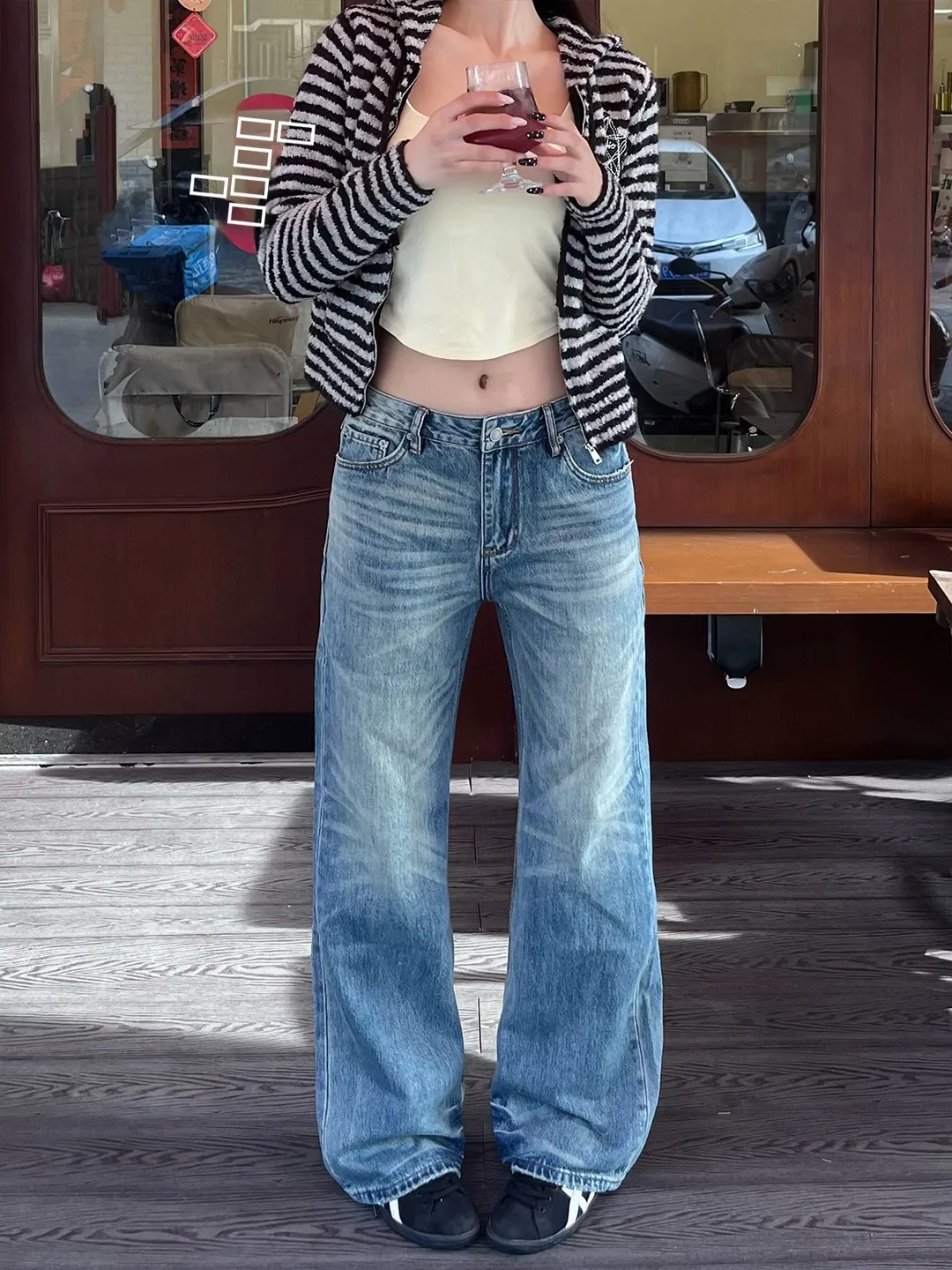 

WBSN American Sle Retro Waed Bell Bot Jeans Loose Fit Men's Denim Pants Cleanfit Versatile Long Trousers for Casual Wear