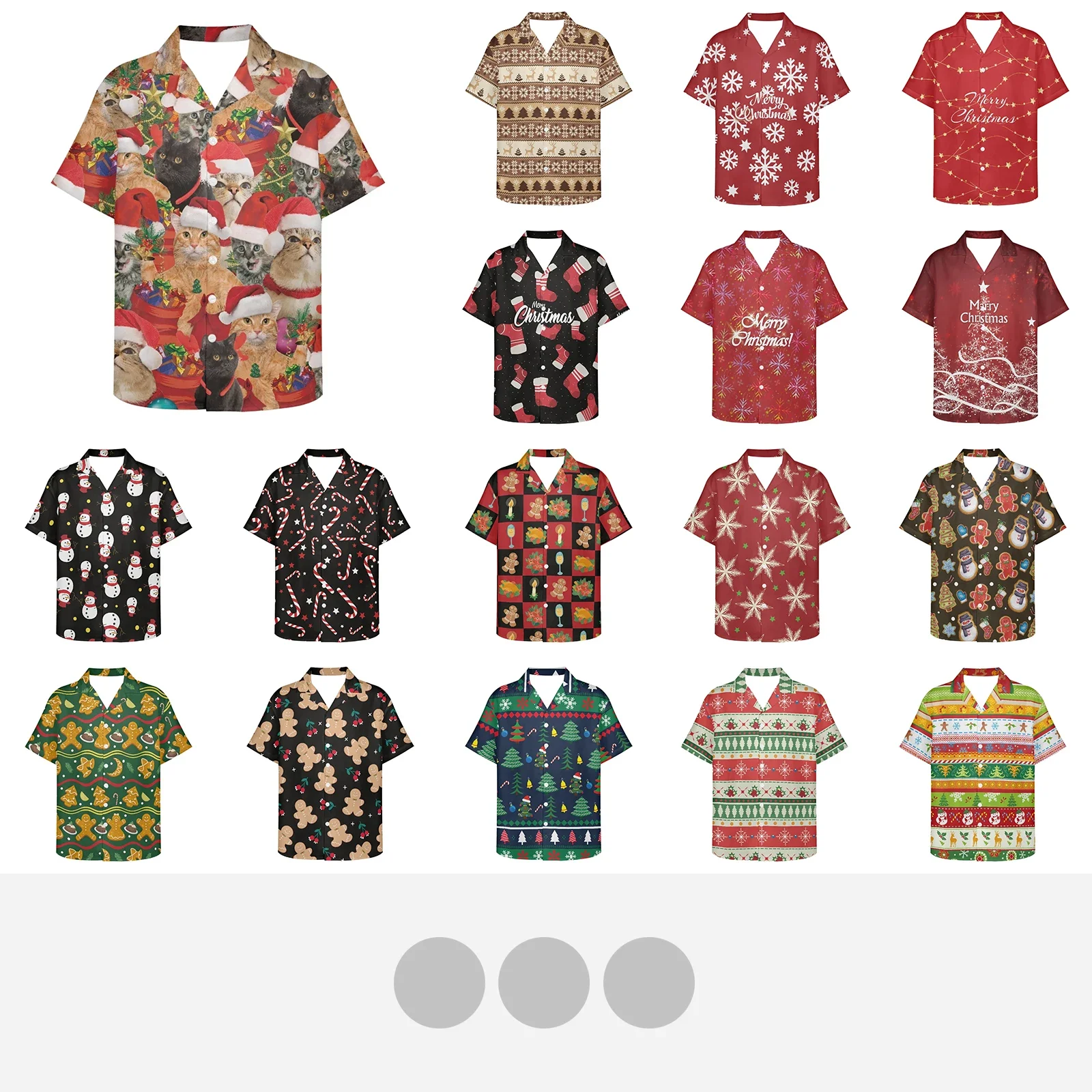 Christmas Design Store Holiday Atmosphere Staff Clothing Toyshop Loose Breathable Trendy Cool Fashion Hawaiian Shirts Beach