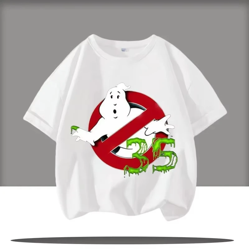 2026 طبعة جديدة Ghostbusters الكرتون طباعة الصبي ملابس رياضية للأطفال الجولة الرقبة قصيرة الأكمام قميص غير رسمي تيشيرت صيفي