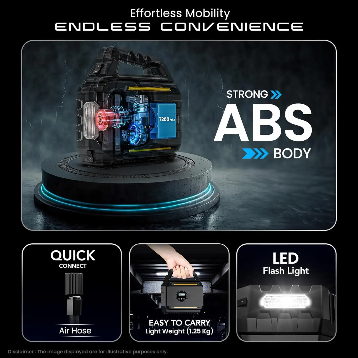 HF5501 Jump Starter z pompką do opon Przenośny wyświetlacz LCD Sprężarka powietrza Power Bank Inflator samochodowy z podświetlaną diodą LED