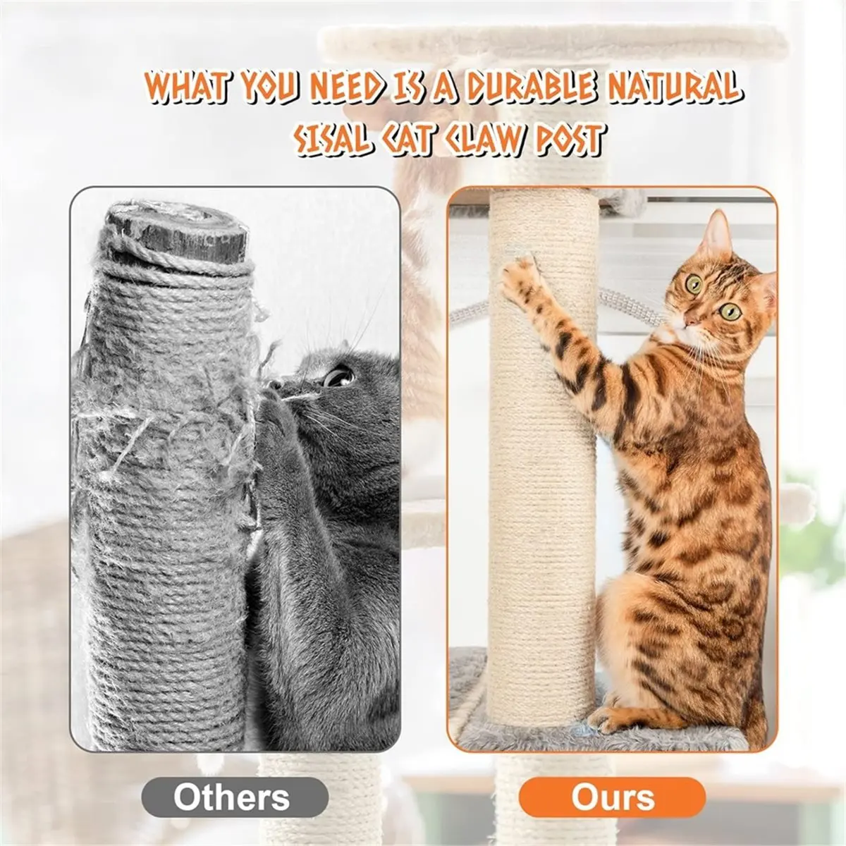 m8-猫用爪とぎポスト交換用-2-個、157-x-31-インチのサイザル麻ポール交換用ポスト、ネジ付き