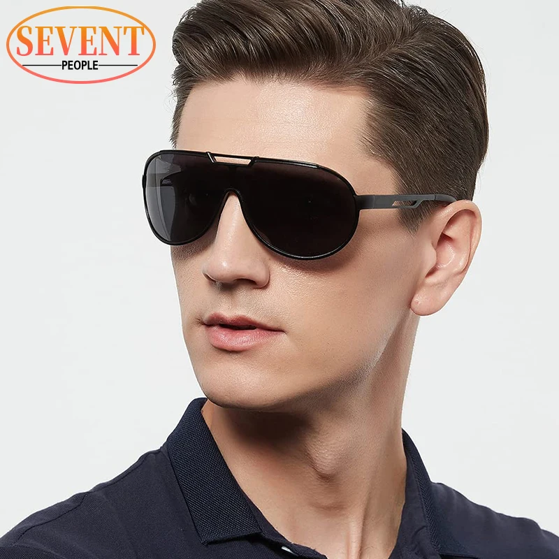 

Oversized One Piece Sunglasses Men 2024 Luxury Brand Design Vintage Driving Sun Glasses For Male Metal Frame Punk Shades Eyewear