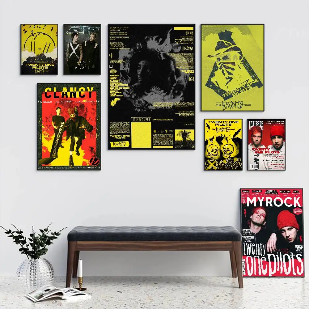 T-Twenty One P-Pilots Band Anime Posters Sticky HD Quality Wall Art Retro Posters For Home Kawaii Room Decor