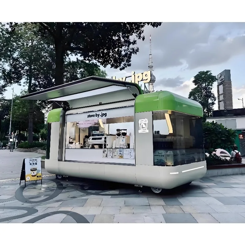 Wholesale Street Food Business Mini Trailer Small Aluminum Food Truck Full Kitchen Stainless Steel Frame for Candy Chips Vending