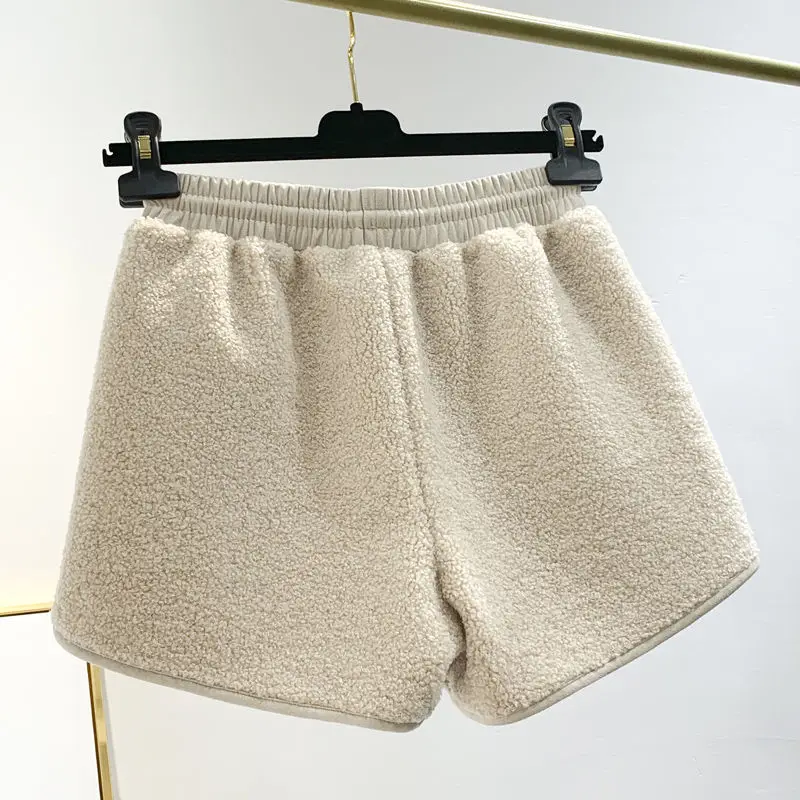 Autumn Winter Shorts for Women New Korean Elastic Waist Solid Drawstring Loose Trend A-line Shorts Street Casual Fashion Clothes