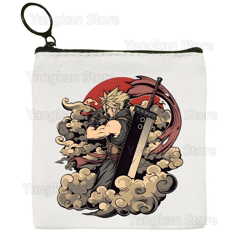 

Final Fantasy 7 FF7 Cute Mini Coin Purse Canvas Student Wallet Coin Case Zipper Hand Female Key Case