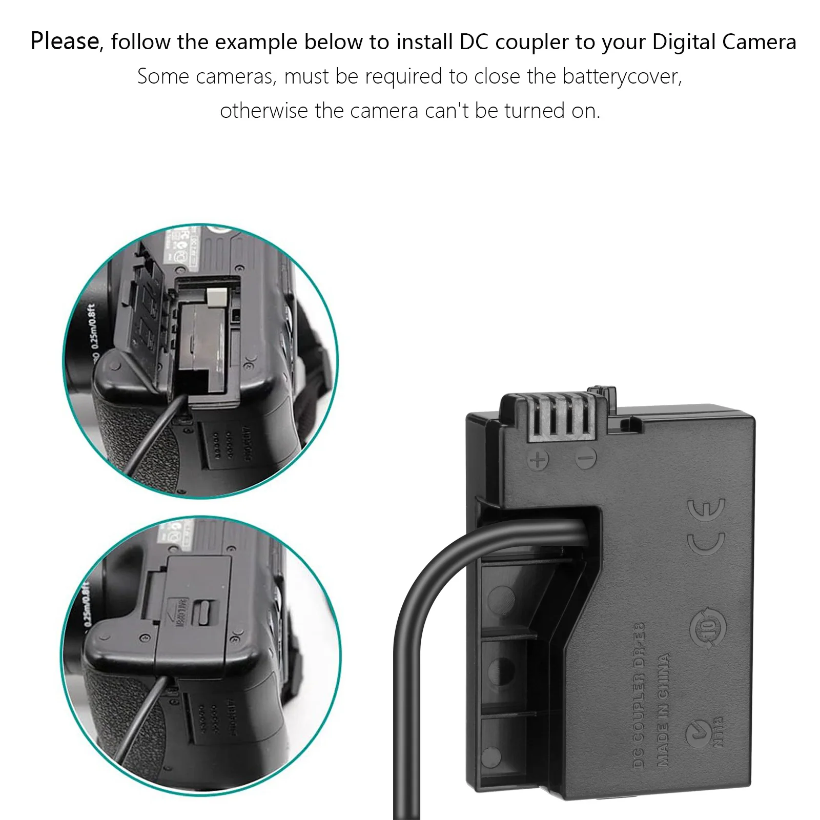 DR-E8 LP-E8 Dummy Battery with USB Type-C Power Adapter For Canon EOS 700D 650D 600D 550D KISS X4 X5 X6 T2i T3i T5i Camera