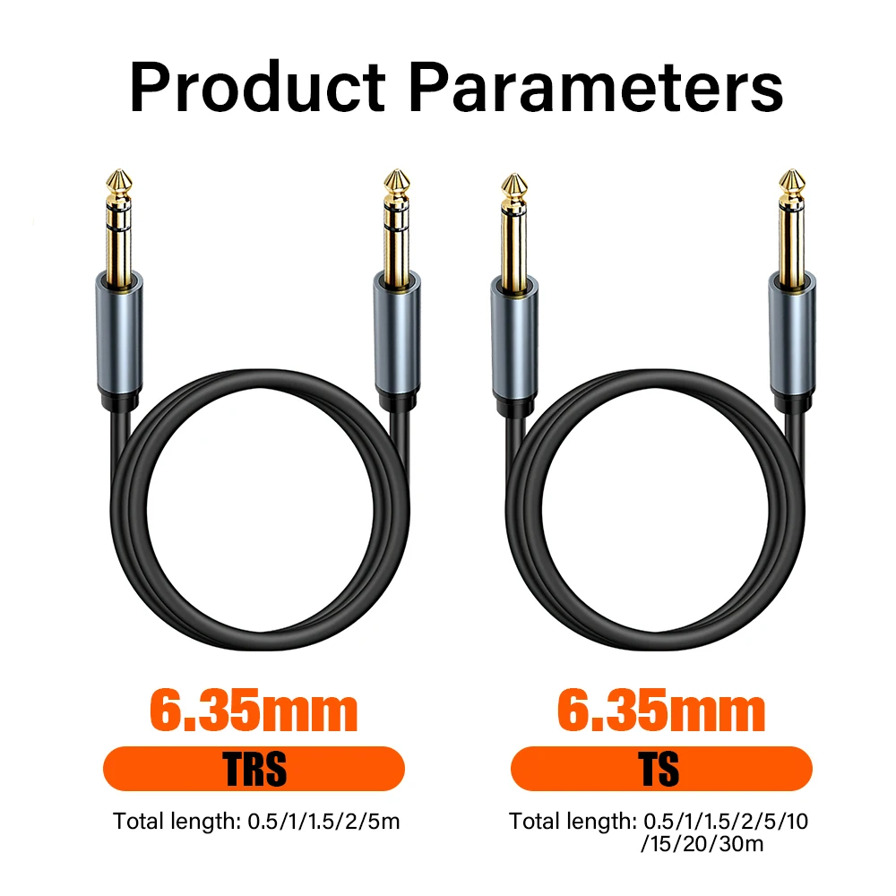 6.5 مللي متر إلى 6.5 مللي متر جاك كابل الصوت لخلاط طبلة باص كهربائية 6.35 مللي متر 1/4 بوصة TS TRS أحادية/مزدوجة 1 متر 2 متر 3 متر 5 متر 10 متر 15 متر 20 متر 30 متر طويلة