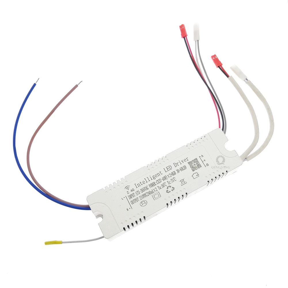 Controlador LED inteligente con atenuación, transformador de fuente de alimentación cambiable por Color, 37-60Wx2 + RGB 30-60LED 2,4G, control