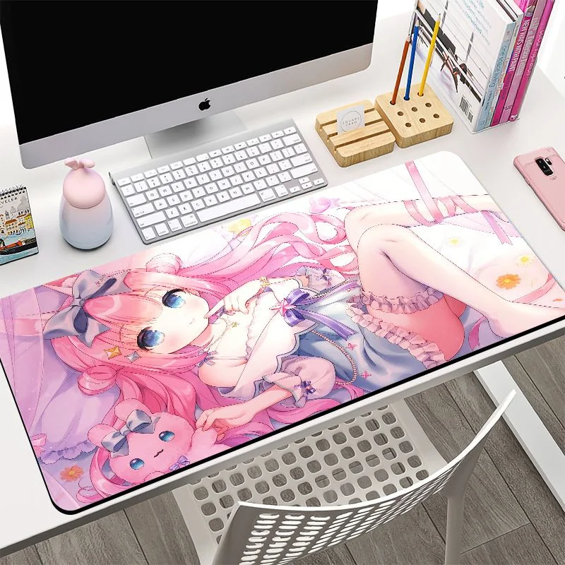 VIKAMA Sweet Lolita Anime Mouse Pad, Non-Slip Rubber Base, Large Gaming Desk Mat for Student, Office, Laptop Desktop