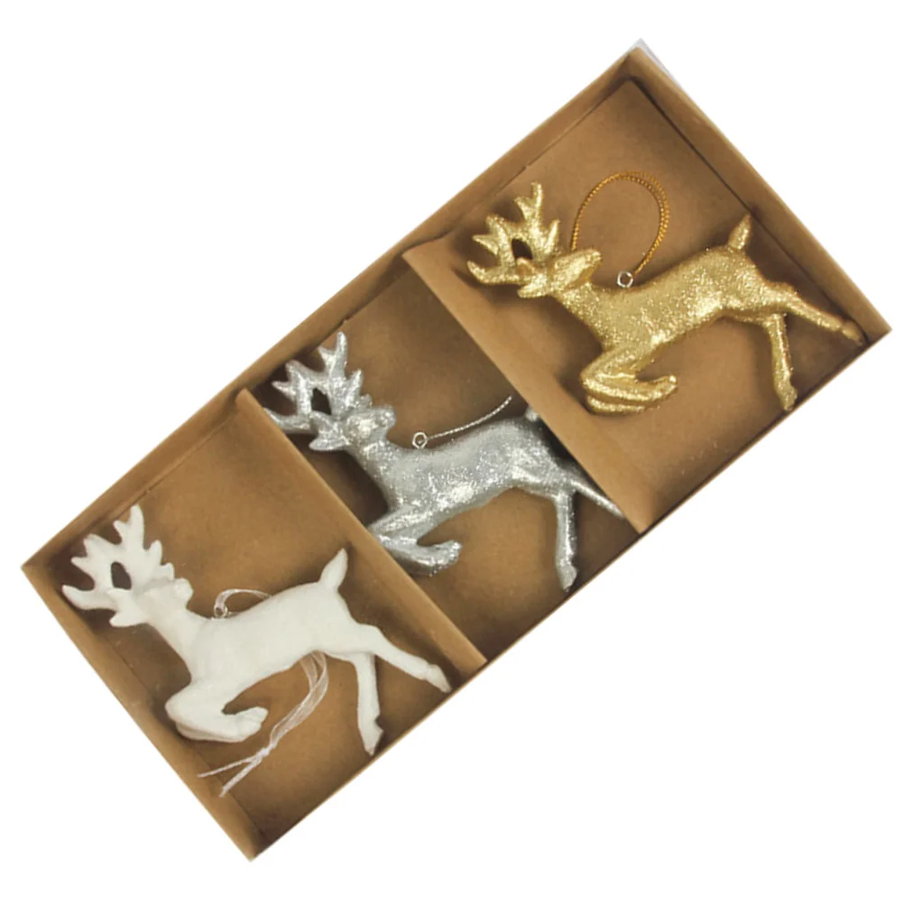 

3 Pcs Christmas Tree Ornament Cute Deer Pendant Elk Hanging Decor Reindeer Crafts Decorations