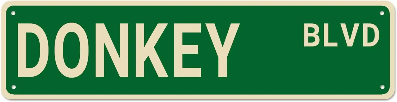 Donkey BLVD Street Sign, Donkey Sign Donkey Decor Donkey Lover Gift, Funny Wall Decor for Home/Bedroom/Man Cave, Quality Metal S