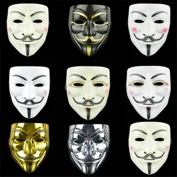 Anonymous Guy Fawkes Fancy Plating Golden Masks Dress Adult Costume Accessory V for Vendetta Halloween Party Mask
