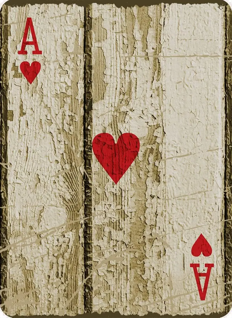 Eveokoki Metal Sign 8 x 12inches - Ace of Hearts Poker Man Cave Vintage Look Tin Sign Wall Decoration Bar Cafe Home Decor Plaque