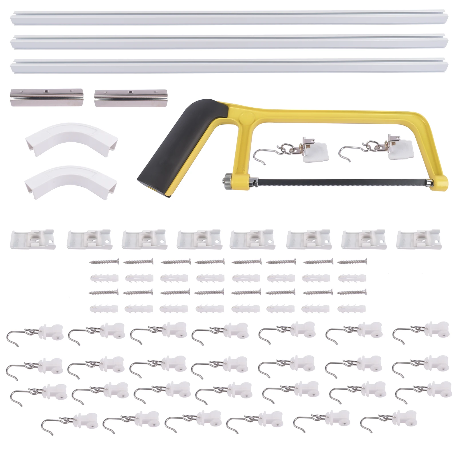 

AP02 Room divider Ceiling Track set for Curtains w/ hooks, Corner Connectors & top brackets Curtain Rail System 6-9/9-12/12-18ft