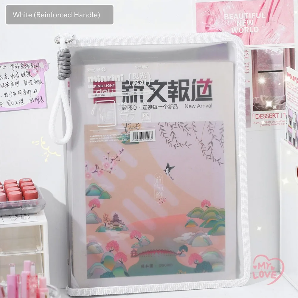 

Gifts Portable Colored File Bag Transparent A4 Test Paper Storage Bags Student Stationery Students Folders