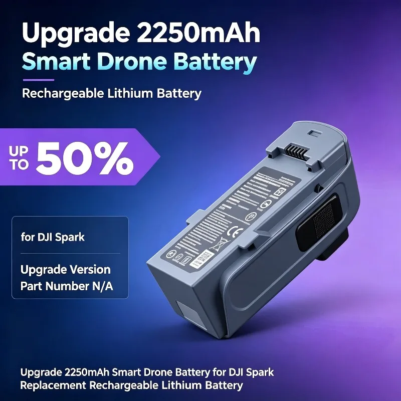 Upgrade 2250mAh Smart Drone Battery for DJI Spark Replacement Rechargeable Lithium Battery