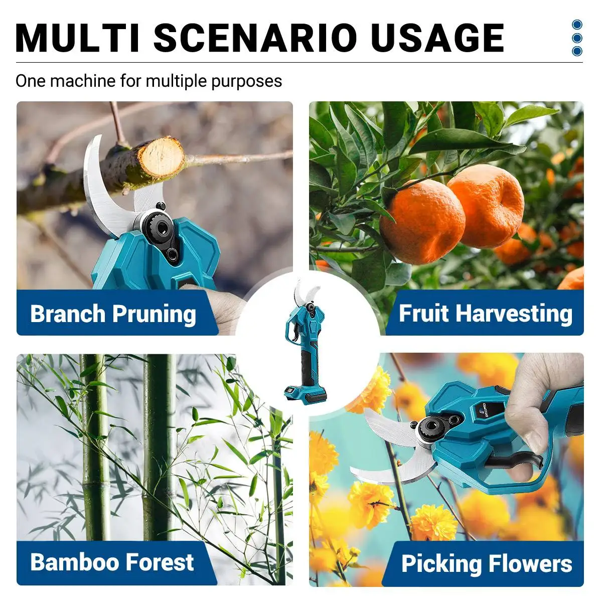 Brushless Electric Pruning Shears Garden Tool 4 Gears Cordless Pruner Cordless Electric Scissors Fruit Tree Branches Cutter 35mm
