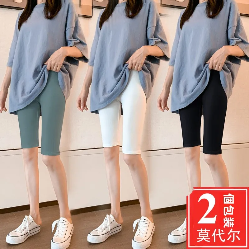 Slim Fit Five Inch Modal Shorts Women's Tight Bottoms Summer Thin Elastic Anti-Light Walking Pants Ladies Base Layer Trousers