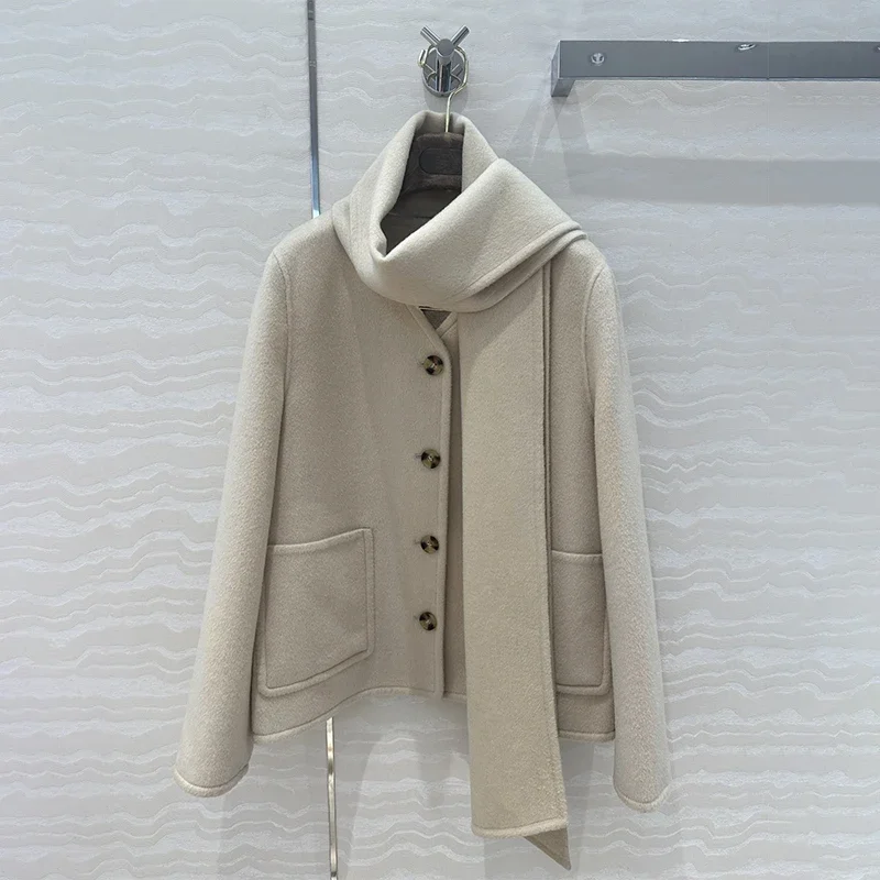 LL-P* 2024AW New Outerwear Cashmere Simple V-Neck Cardigan Bib Jackets Woman's Coats Y2k Women's Clothing