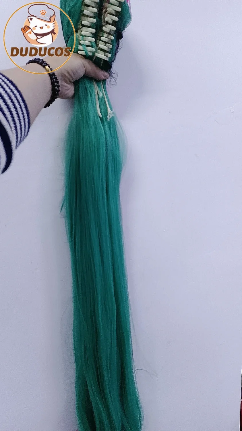 38인치 스트레이트 더블 포니테일 가발 합성 머리 슈퍼 롱 그린 믹스 핑크 코스프레 가발 할로윈 카니발