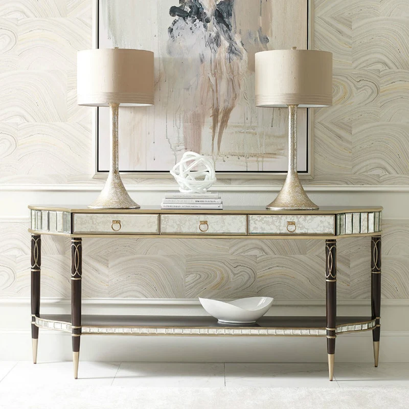 &Entry entrance cabinet is opposite the door, living room light luxury entrance table, hotel corridor entrance table, semi-circu
